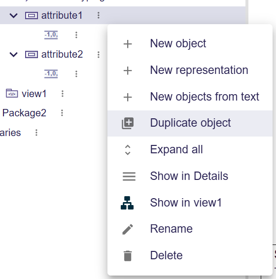 Duplicate Object contextual menu