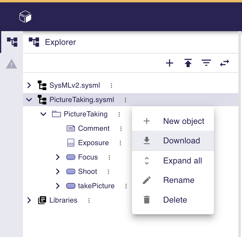 Textual Export Download context menu