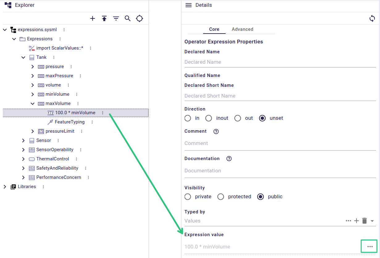 Expression value displayed in the _Details_ veiw