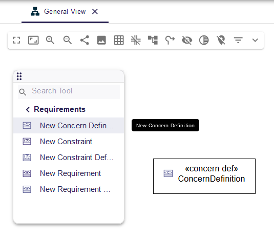 Concern Definition node creation tool