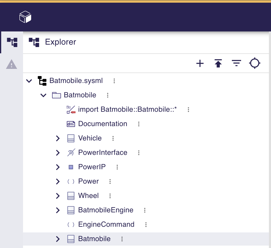 Project Editor Left sidebar Explorer