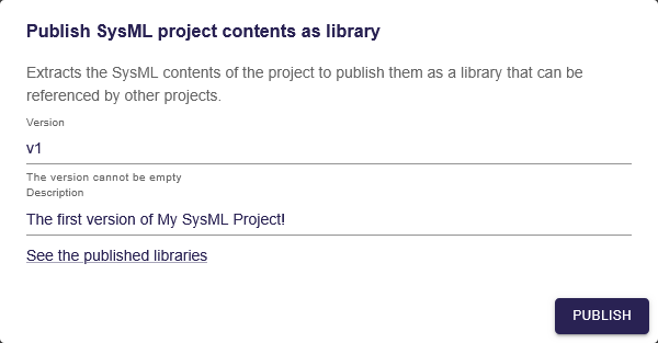 Publication command dialog