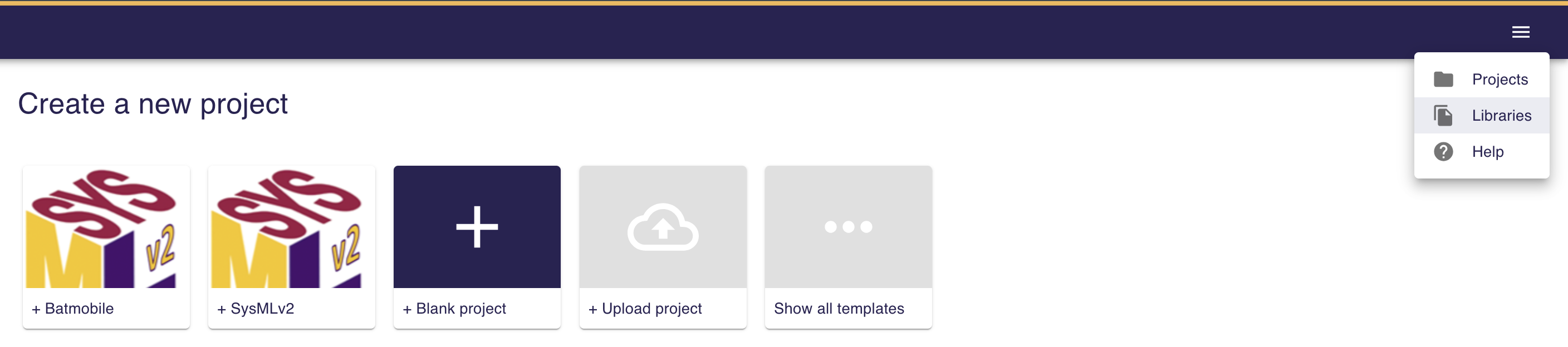 Libraries menu