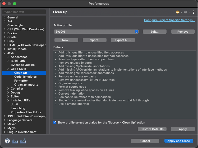 Configure Clean Up